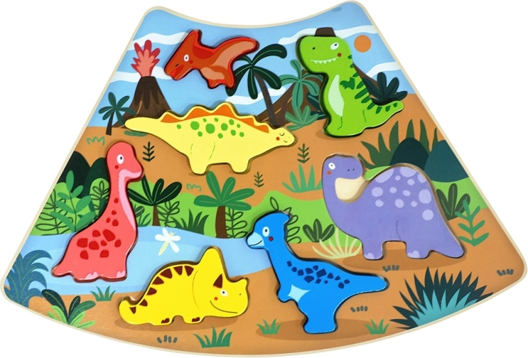 Lesene vstavljanke dinozavri – povezljiv komplet