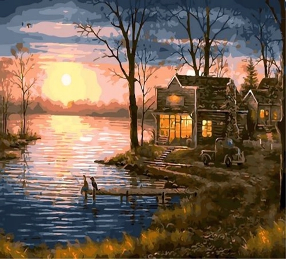 Norimpex Slikanje po številkah – sončni zahod nad jezerom 40 × 50 cm