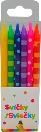 Rojstnodnevne svečke pikice in črte 6 cm, 12 kos