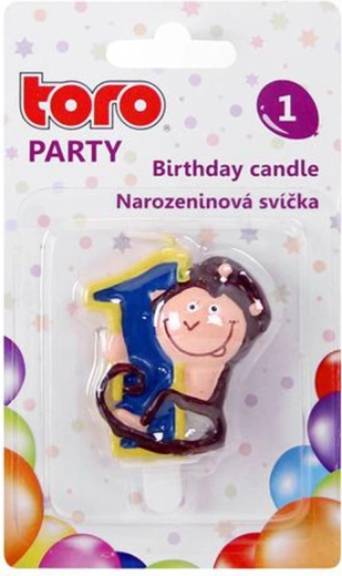 Torta svečka številka 1 z opičkom TORO 5 cm
