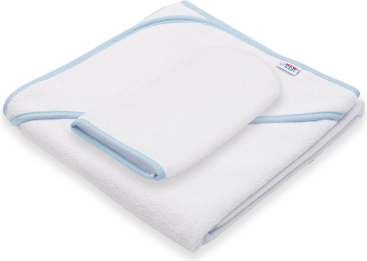 Otroška frotirna brisača s kapuco NEW BABY Basic 80 × 80 cm belo-modra