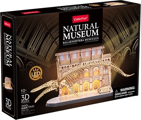 Cubic Fun 3D LED sestavljanka – prirodoslovni muzej z okostjem sinjega kita