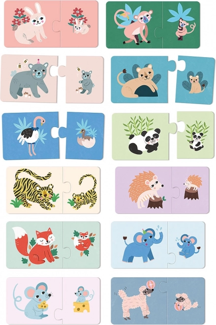 Lesena sestavljanka mladiči in mame Vilac