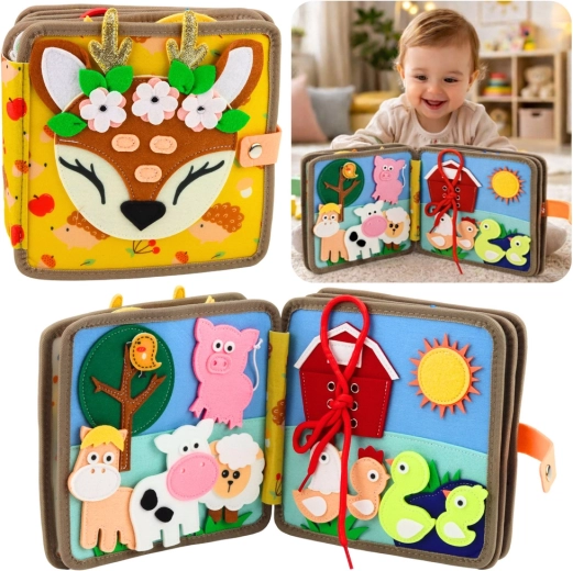 Senzorična filcana knjižica Jelenček – interaktivna izobraževalna knjiga za najmlajše