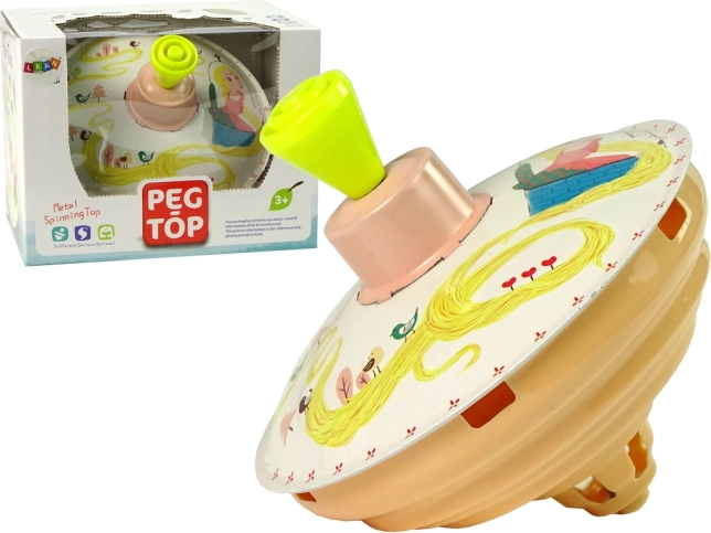 Kovinska igrača vrtavka z motivom Rapunzel rumena