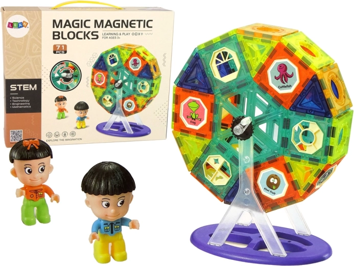 Magnetne 3D sestavljanke – Ferrisovo kolo in vrtiljak, 71 delov