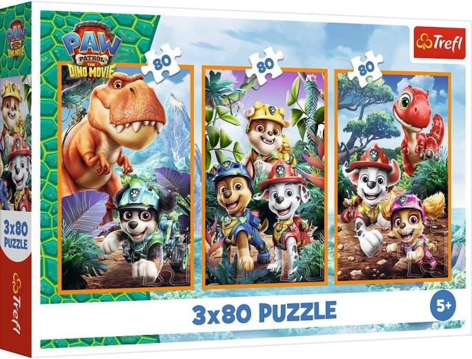 Puzzle 3v1 Tačke na patrulji: dinozavrski junaki (3x80 kosov)