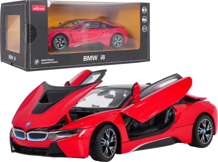 Kovinski model avtomobila BMW i8 RASTAR v merilu 1:24, rdeč