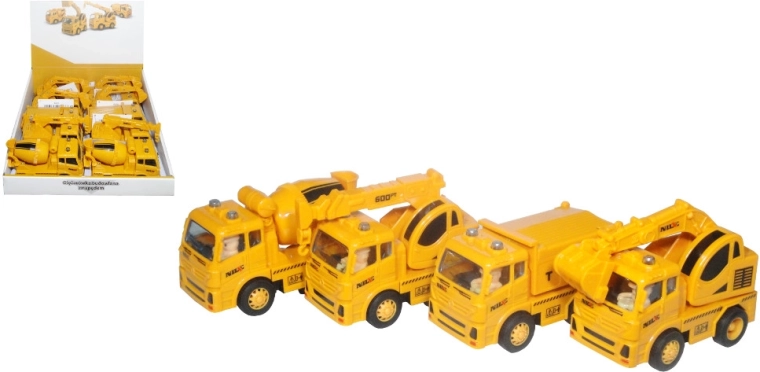 Gradbeni avto s vzmetnim pogonom in premičnimi deli