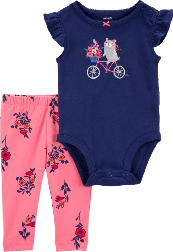 Carter's 2-delni komplet za dojenčka – bodi s kratkimi rokavi in pajkice navy bike (deklica) – 6 m