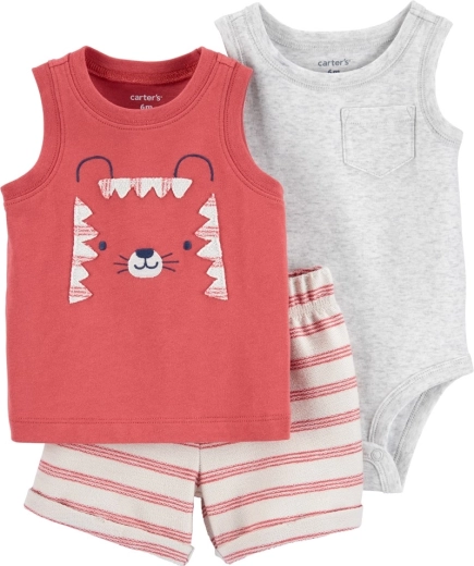 Carter’s 3-delni set za dečke Red tiger (bodij brez rokavov, majica brez rokavov in kratke hlače) 12 m – 12m