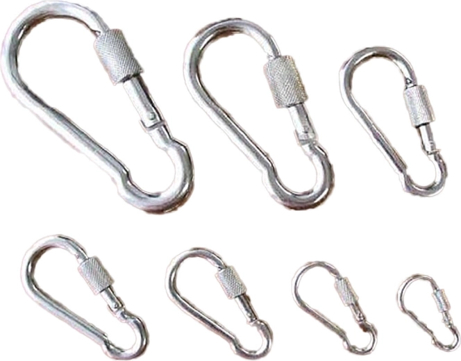 Jeklena karabina z varovalno matico 80 mm, pocinkana, nosilnost 230 kg (5 kosov)