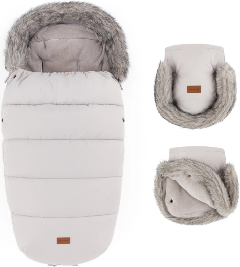 Petite&Mars zimski set: zimska vreča Comfy 4v1 in rokavice za voziček Furry rose petal