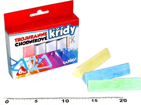 Trikotne barvne kredice za pločnik, 6 kosov