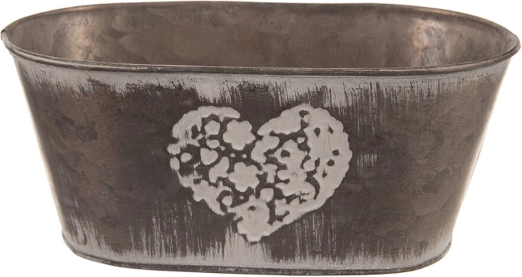 Kovinski okrasni lonček v obliki srca, rjav, 20 × 12 × 10 cm