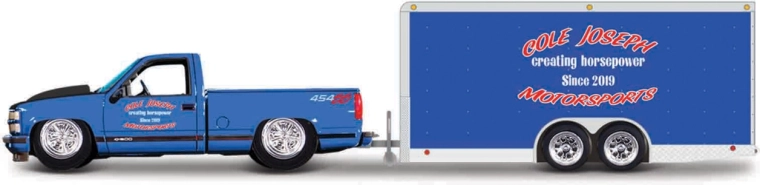 Maisto Design Tow & Go – model 1993 Chevrolet 454 SS pickup s prikolico 1:64