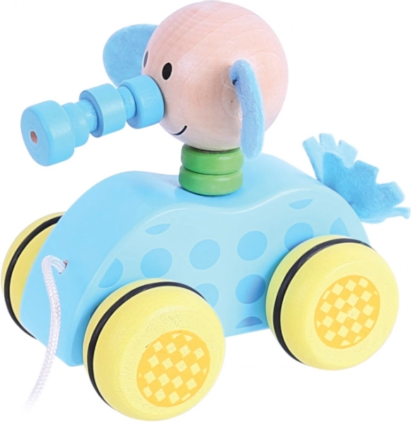 Leseni vlečni slonček na vrvici