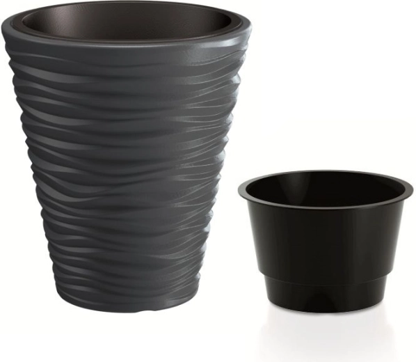 Cvetlični lonec z vložkom SAND 29,5 cm antracit