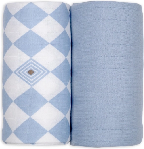 Lodger swaddler iz organskega bombaža 110 × 110 cm, blue fogg - 2 kosa