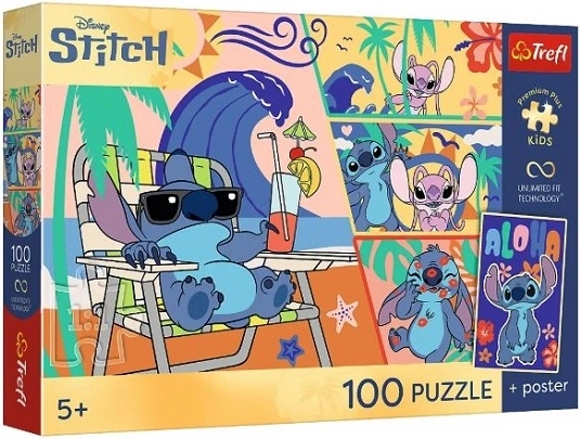 Premium sestavljanka za otroke Lilo in Stitch – Dnevi na plaži 100 kosov