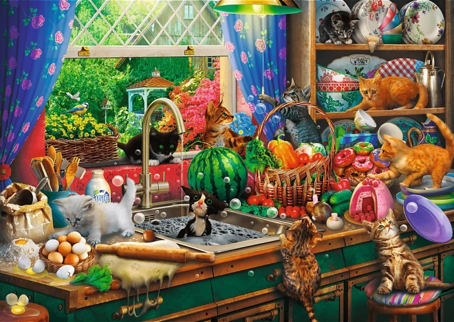 TREFL Puzzle Premium Plus: Čas za čaj z navihanim muckom 1000 koščkov