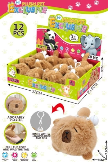 Plišasti obesek navijalna kapibara 10,5 cm z zvončkom