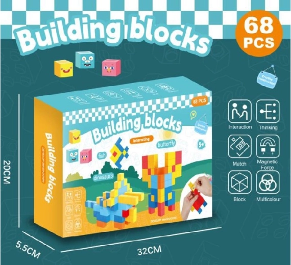 Magnetne gradbene kocke, 68 kosov