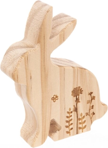 Leseni zajček s cvetom, rjav, 9 cm
