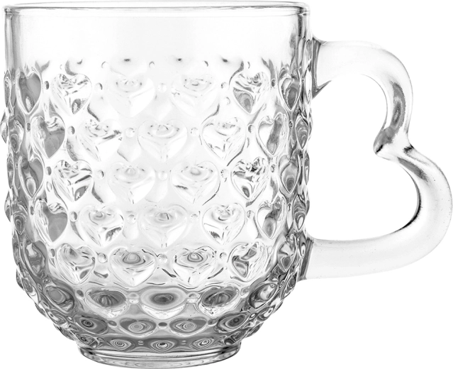 Altom Design steklen lonček z reliefnim dekorjem srčkov 310 ml