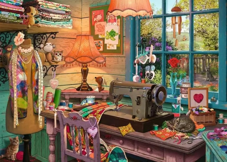 Ravensburger sestavljanka Moje zatočišče 4: Šivalni kotiček 1000 kosov