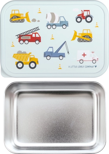A Little Lovely Company škatla za malico iz nerjavečega jekla s plastičnim pokrovom – vozila
