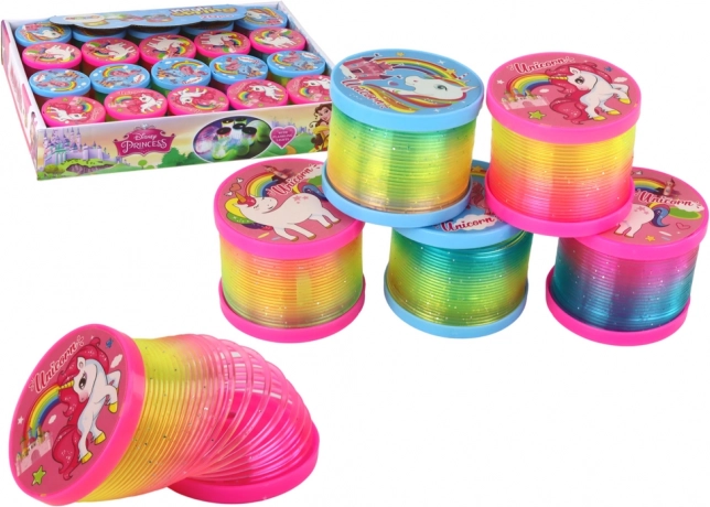 Mavrična vzmet z LED učinkom – motiv samorogov