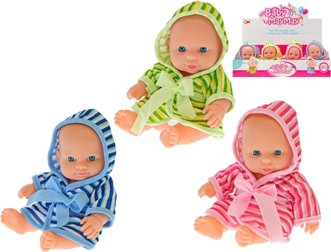 Dojenček v črtasti kopalni halji 20 cm