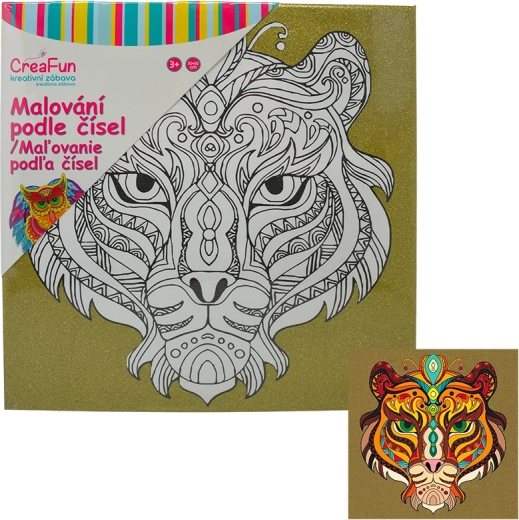 Slikanje po predlogi na platno – tiger 30 × 30 cm