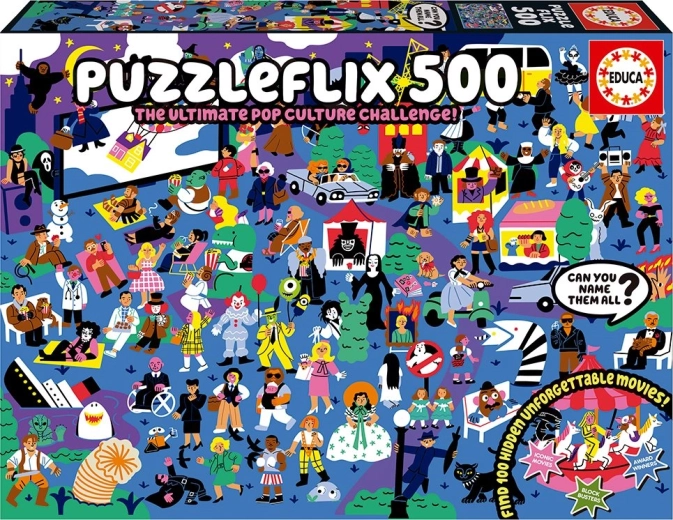 Educa Puzzleflix 500 kosov – filmski izziv s 100 skritimi namigi