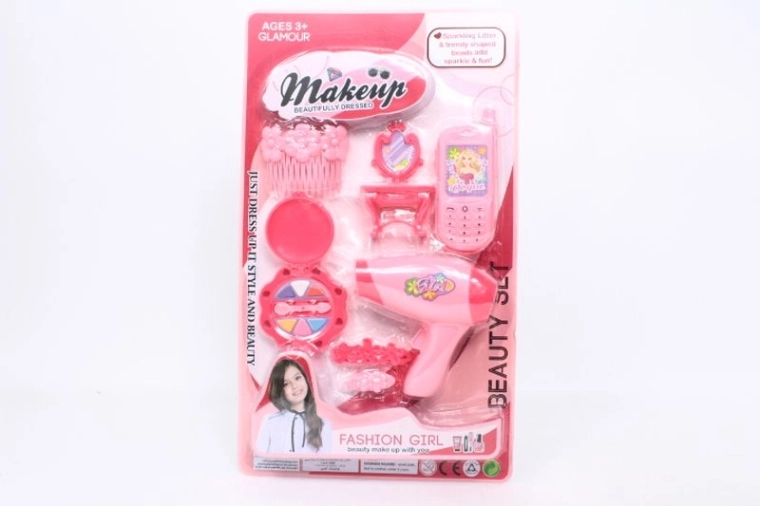 Pink kids beauty set with hair dryer