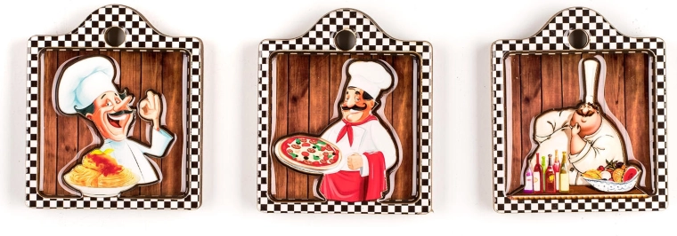 Magnetki Chefs – komplet 3 kosov, mešanica dekorjev