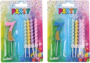Party sveča številka 7 s štirimi svečami
