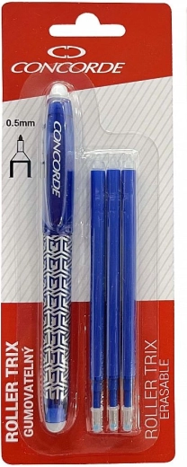 Izbrisljiv roller CONCORDE Trix 0,5 mm, moder + 3 polnila