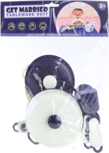 Otroški komplet kuhinjske posode, 9 kosov, modro-bela