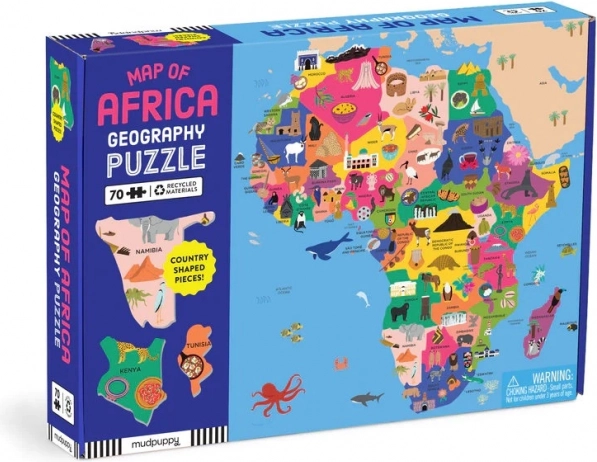 Mudpuppy geografske puzzle Zemljevid Afrike 70 kosov