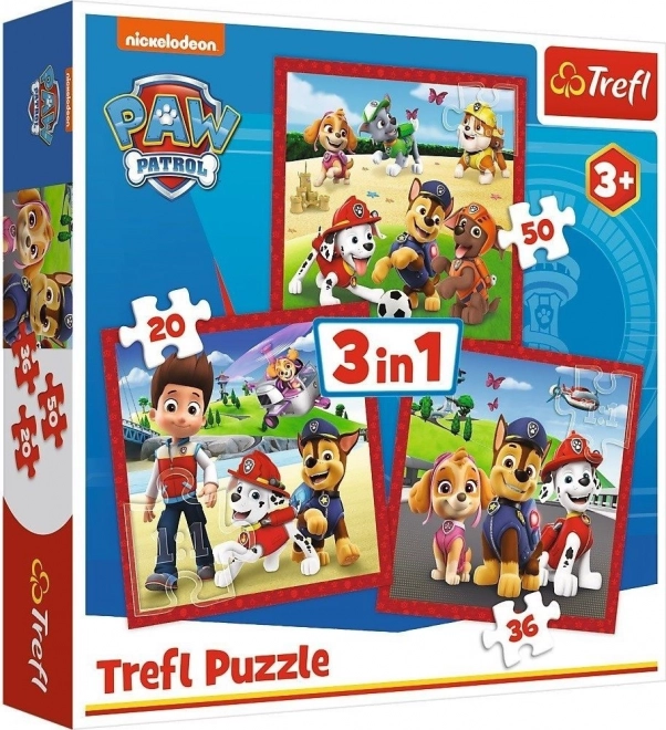 Sestavljanka 3 v 1 PAW PATROL Veseli kužki Trefl