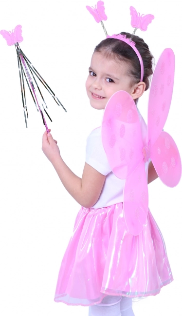 Metuljev kostum z rožnatimi krili in dodatki