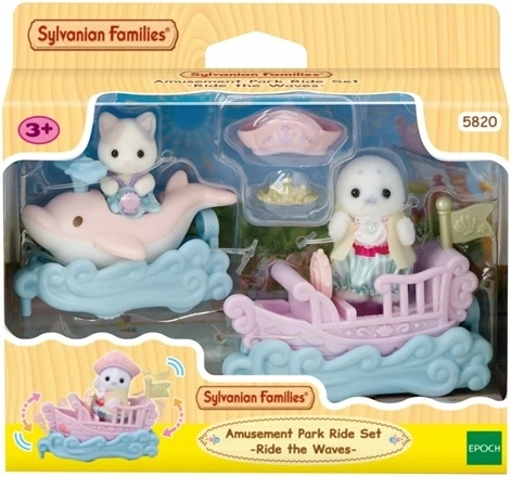 Sylvanian Families sea vehicles and baby figures at the amusement park