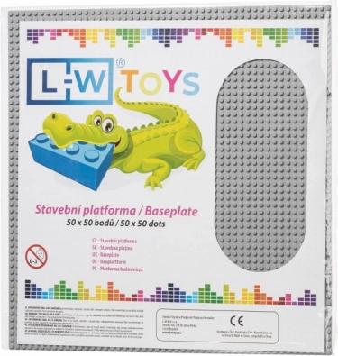 Velika gradbena podloga 50×50 čepkov – siva (združljiva z LEGO)