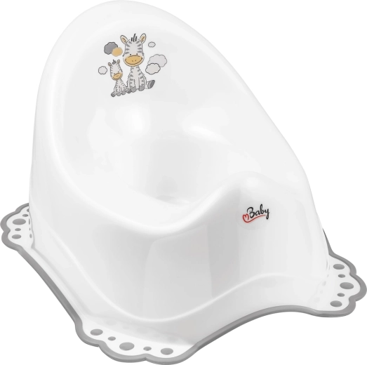 Maltex nočni lonec z nedrsečo podlago in glasbo Zebra, bel/siv