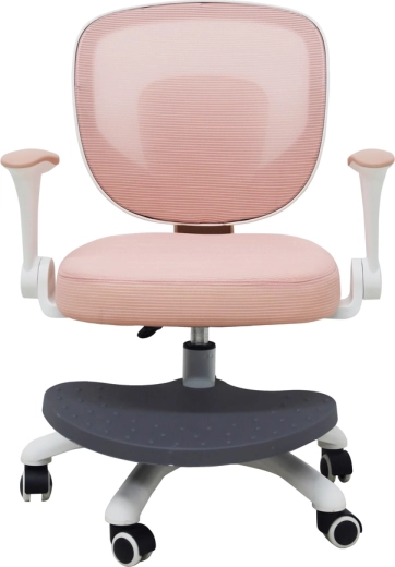 Children’s swivel desk chair with adjustable footrest, pink