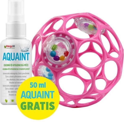 Oball ropotuljica žogica 10 cm temno rožnata + čistilna voda Aquaint 50 ml