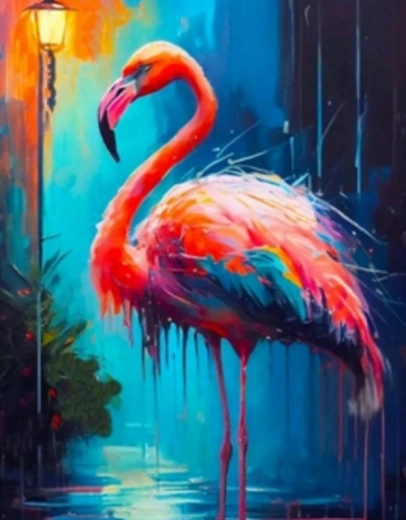 Diamantno slikanje Barviti flamingo 30 × 40 cm