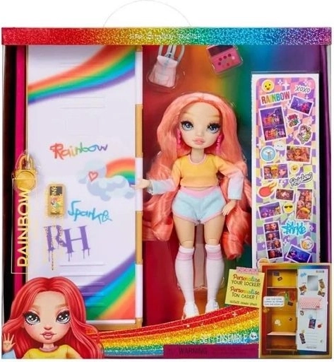 Rainbow High modna punčka s šolsko omarico (locker) in dodatki